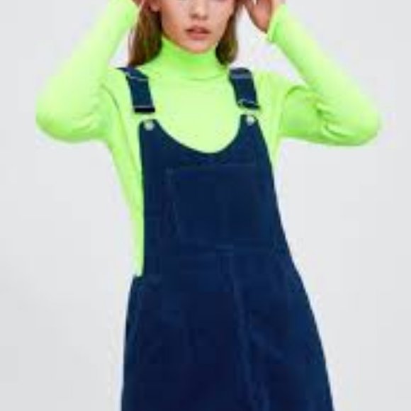 Zara Dresses & Skirts - Zara TRF Blue Corduroy Overalls Jumper Dress